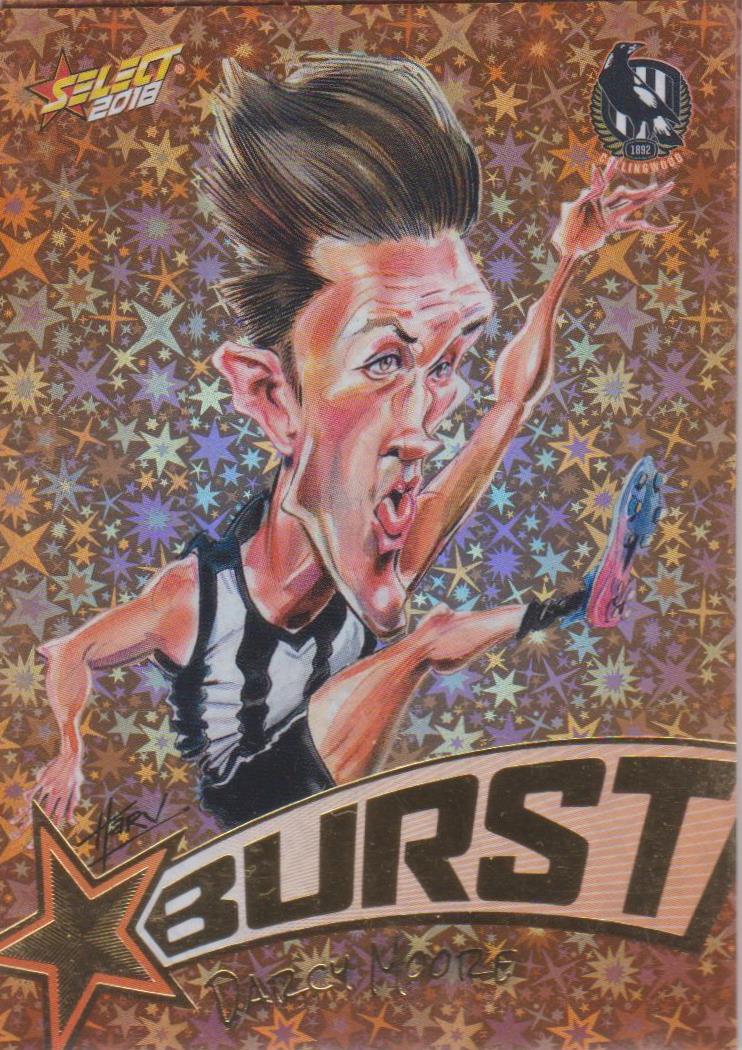 Darcy Moore, Starburst Orange Caricatures, 2018 Select AFL Footy Stars