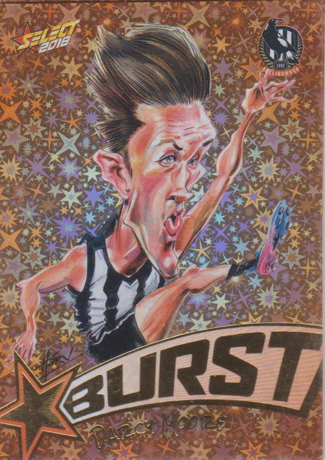 Darcy Moore, Starburst Orange Caricatures, 2018 Select AFL Footy Stars