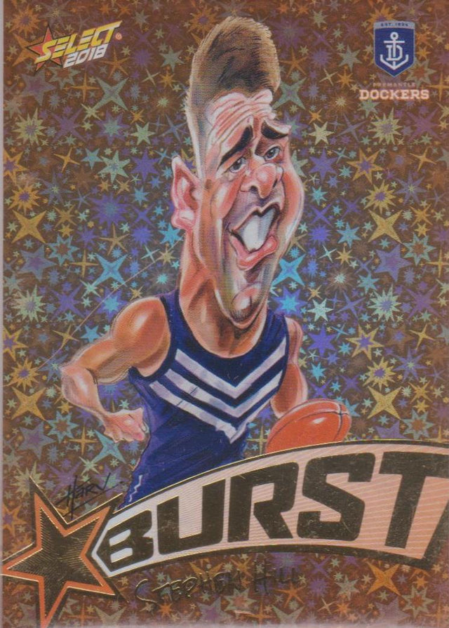 Stephen Hill, Starburst Orange Caricatures, 2018 Select AFL Footy Stars