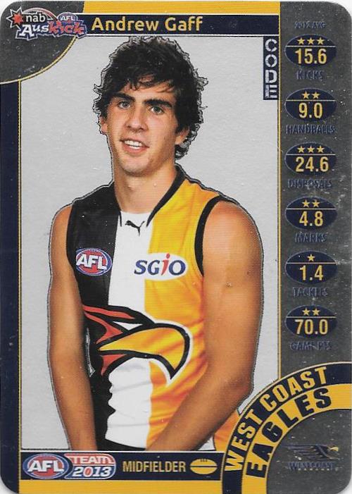 Andrew Gaff, Silver Auskick, 2013 Teamcoach AFL