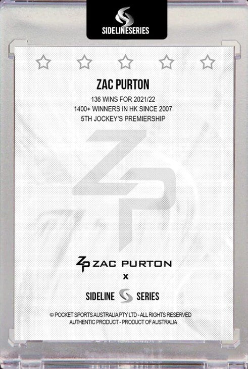 Zac Purton 5th Hong Kong Jockeys' Premiership card Signed, Sideline Series