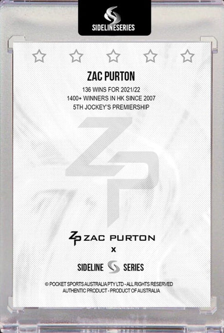 Zac Purton 5th Hong Kong Jockeys' Premiership card Signed, Sideline Series